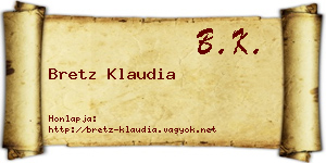 Bretz Klaudia névjegykártya